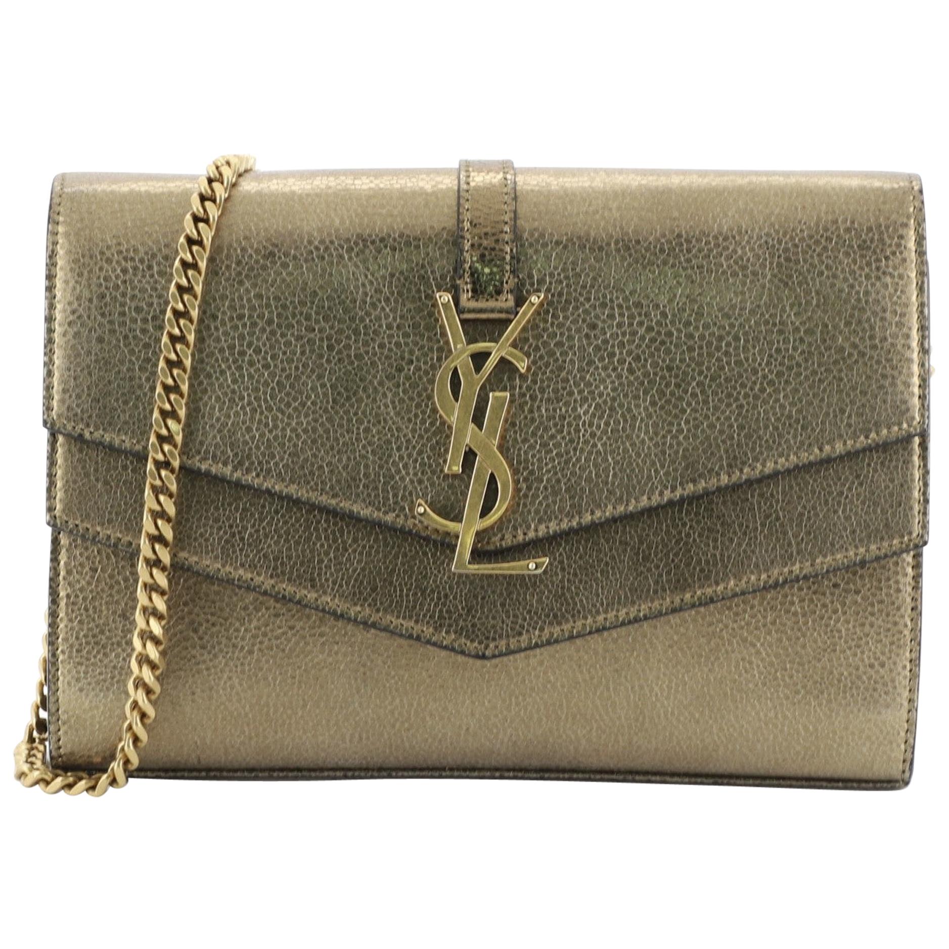 YVES SAINT LAURENT Sulpice Medium Monogram Clasp Shoulder Bag Black