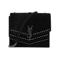 Saint Laurent Sulpice Flap Bag Studded Suede Small