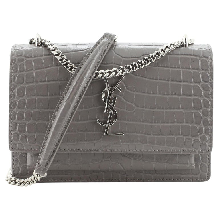 Saint Laurent Sunset Chain Wallet Crocodile Embossed Leather at 1stDibs   ysl sunset chain wallet, ysl crocodile wallet, ysl sunset chain wallet croc
