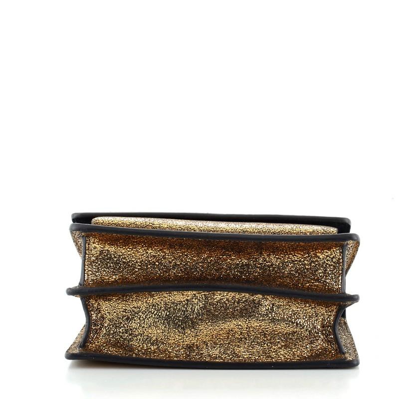 Brown Saint Laurent Sunset Crossbody Bag Crackled Metallic Leather Small