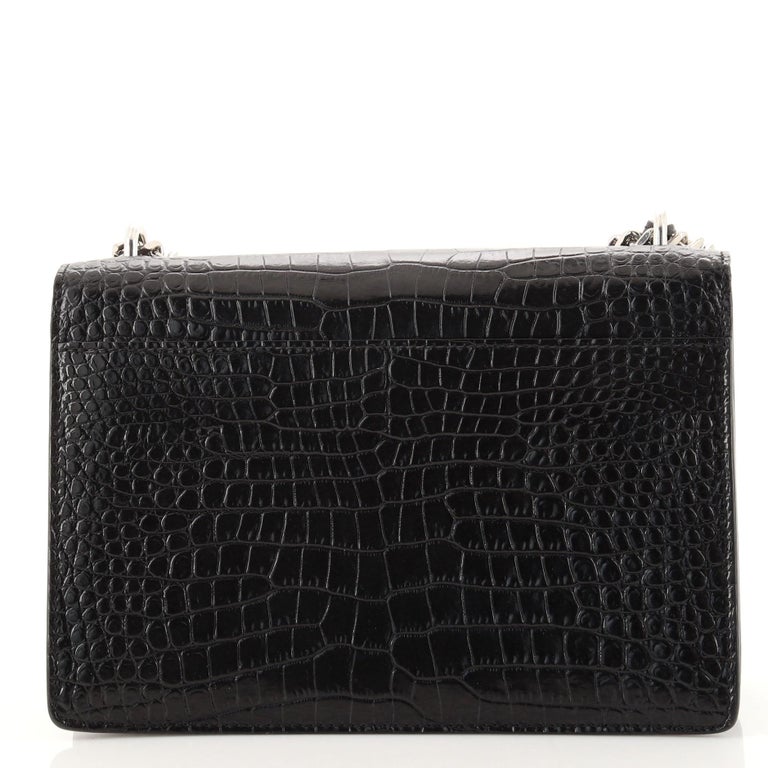 Saint Laurent Sunset Crossbody Bag Crocodile Embossed Leather Medium