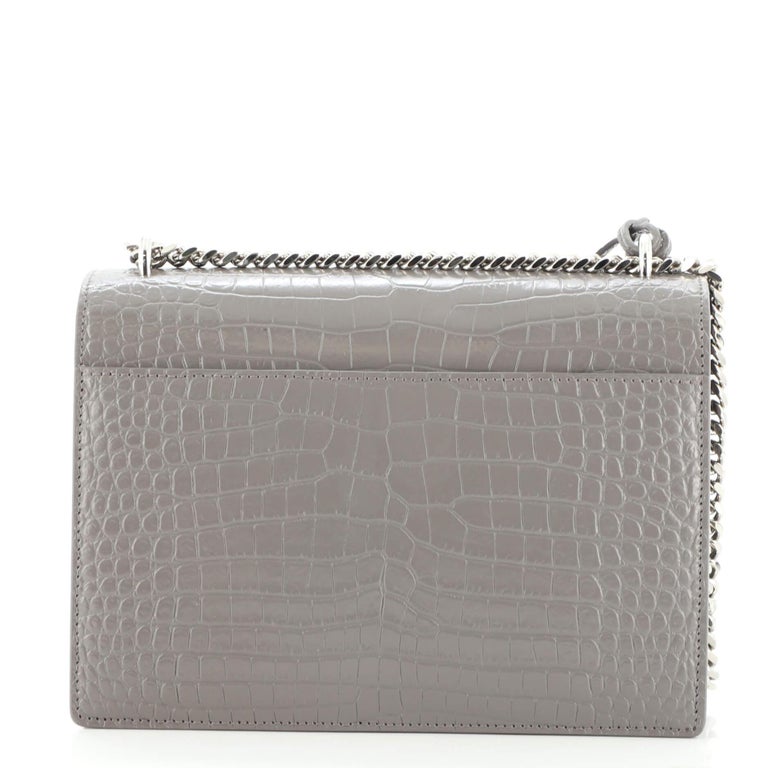 Saint Laurent Sunset Crossbody Bag Crocodile Embossed Leather Medium at