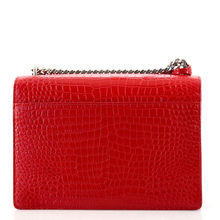 Saint Laurent Sunset Crossbody Bag Crocodile Embossed Leather Medium