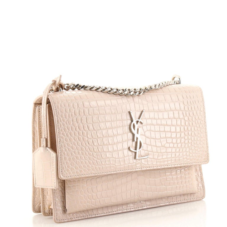 Saint Laurent Sunset Crossbody Bag Crocodile Embossed Leather Medium