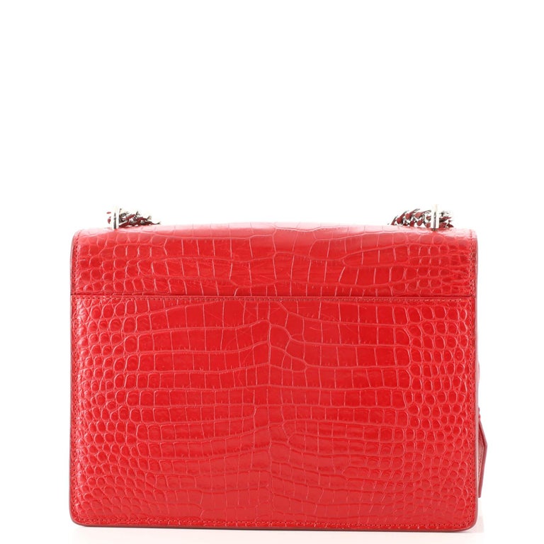 Saint Laurent Sunset Crossbody Bag Crocodile Embossed Leather Medium