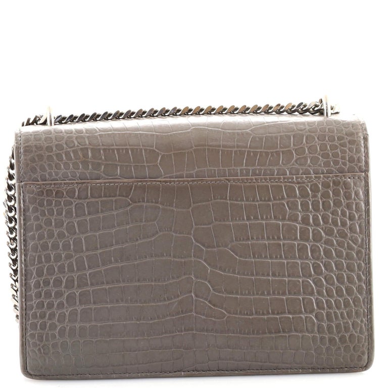 Saint Laurent Sunset Crossbody Bag Crocodile Embossed Leather Medium