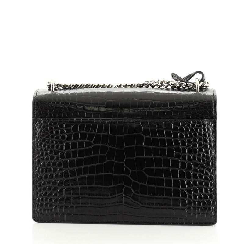 Saint Laurent Sunset Crossbody Bag Crocodile Embossed Leather Medium In Good Condition In NY, NY