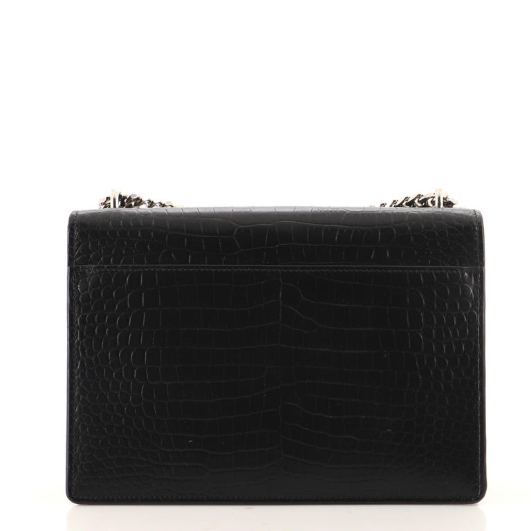 Saint Laurent Sunset Crossbody Bag Crocodile Embossed Leather Medium