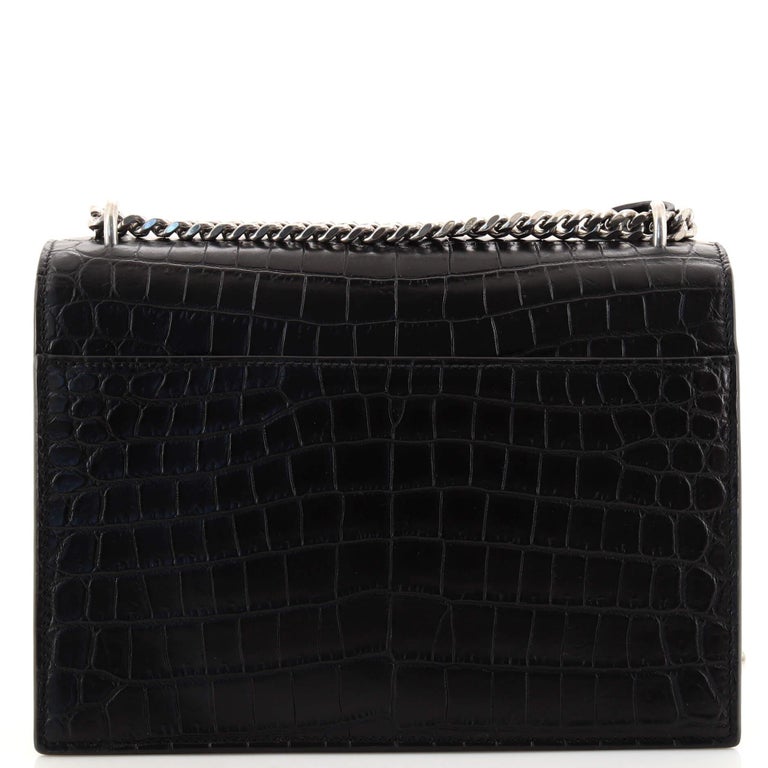 Saint Laurent Sunset Crossbody Bag Crocodile Embossed Leather Medium