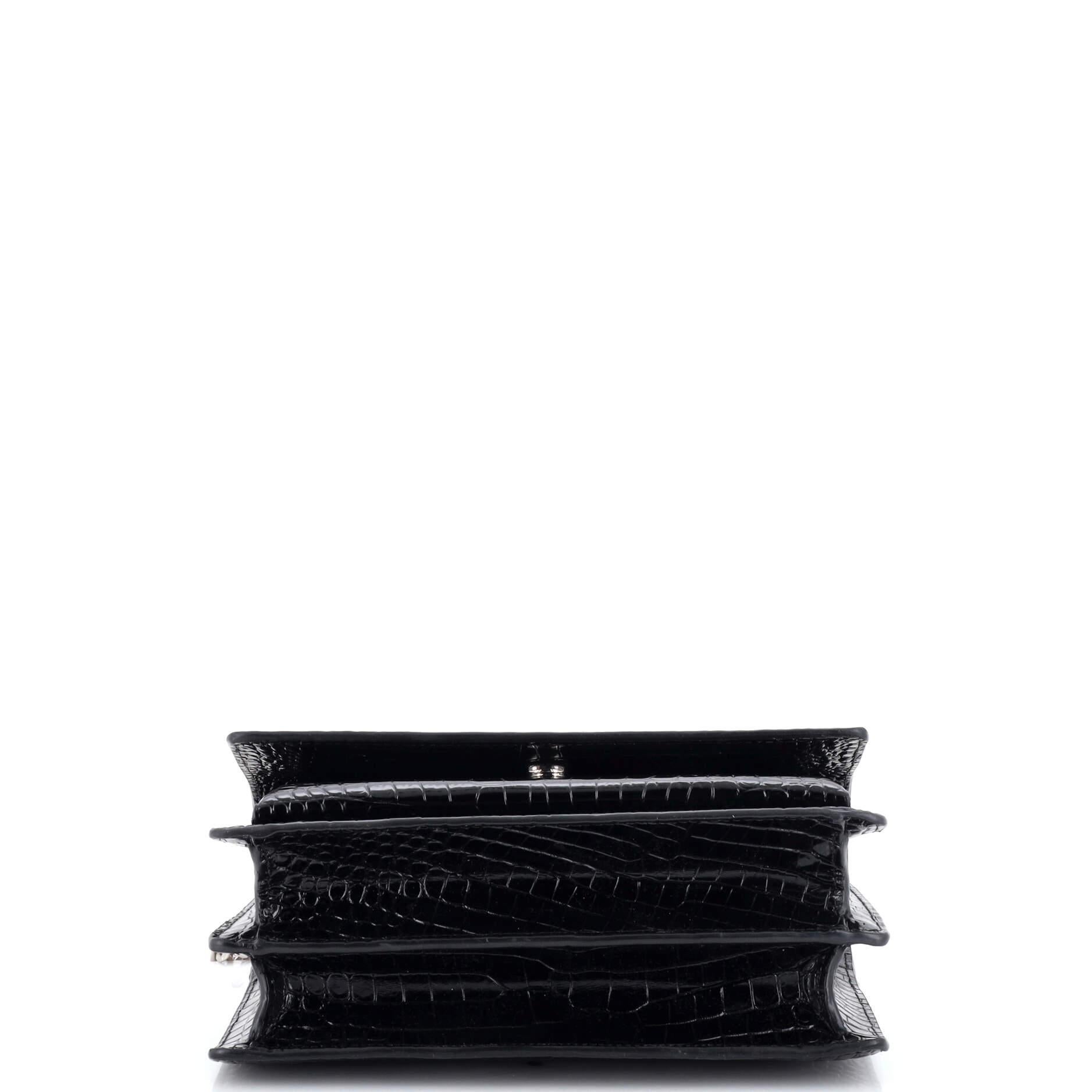Women's or Men's Saint Laurent Sunset Crossbody Bag Crocodile Embossed Leather Medium