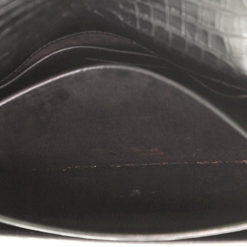 Black Saint Laurent Sunset Crossbody Bag Crocodile Embossed Leather Medium