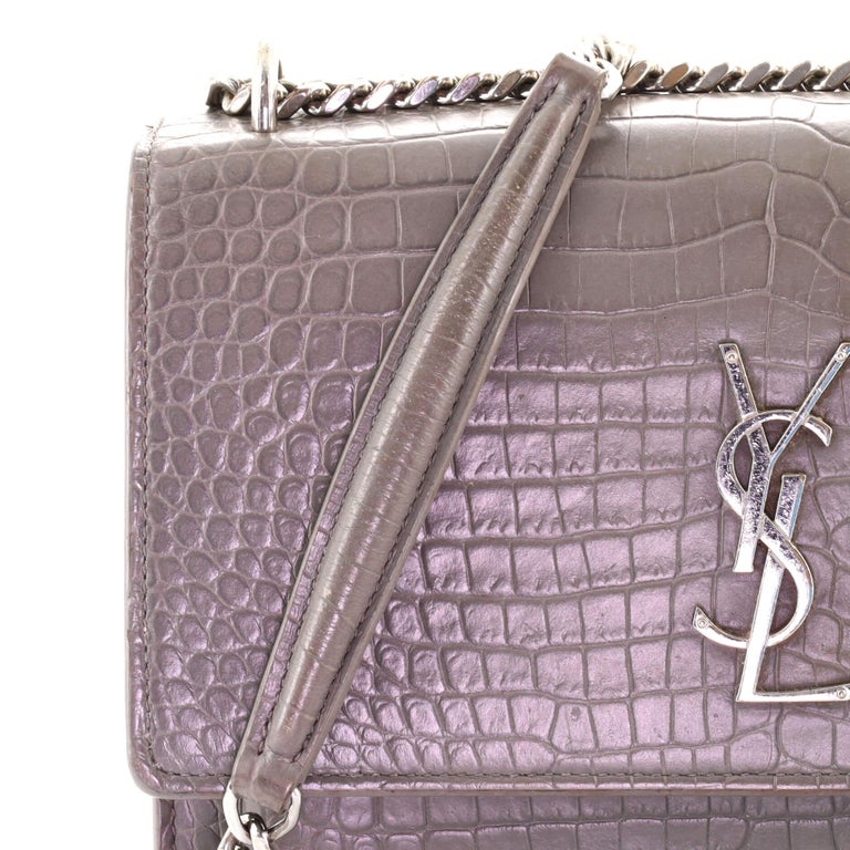 Saint Laurent Sunset Crossbody Bag Crocodile Embossed Leather Medium