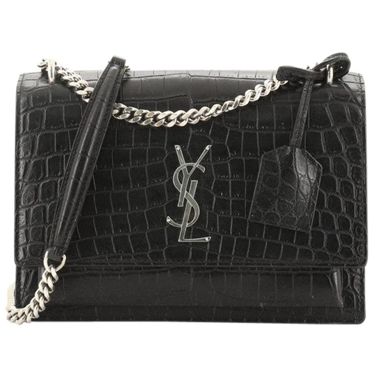 Saint Laurent Sunset Crossbody Bag Crocodile Embossed Leather Medium at