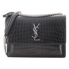 Saint Laurent Sunset Crossbody Bag Krokodil geprägtes Leder Medium