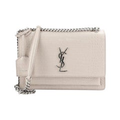 Saint Laurent Sunset Umhängetasche aus geprägtem Krokodilleder Medium