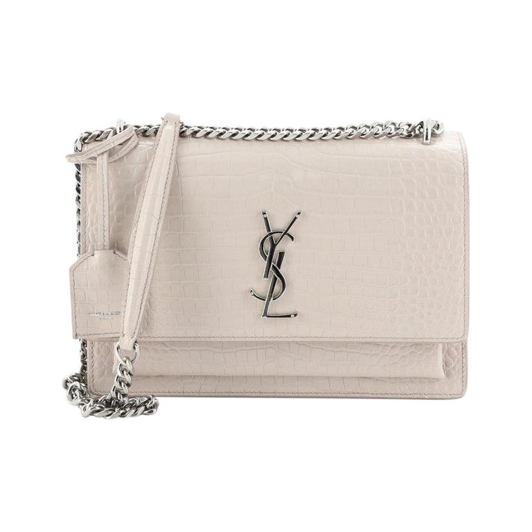 Saint Laurent Sunset Crossbody Bag Crocodile Embossed Leather Medium at 1stDibs