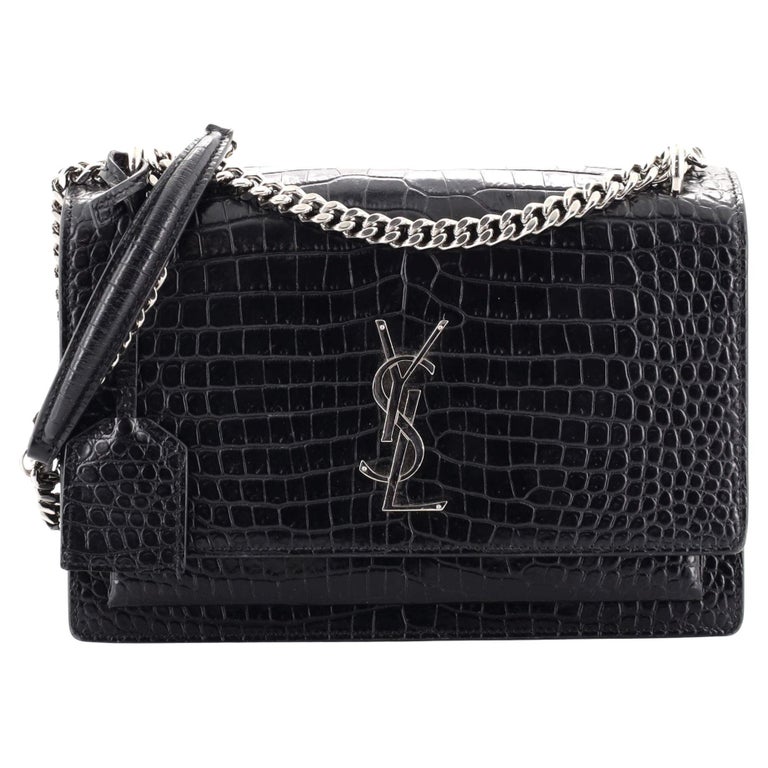 Saint Laurent Sunset Crossbody Bag Crocodile Embossed Leather Medium at