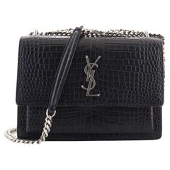 Sac Crossbody Saint Laurent Sunset en cuir embossé crocodile - taille moyenne