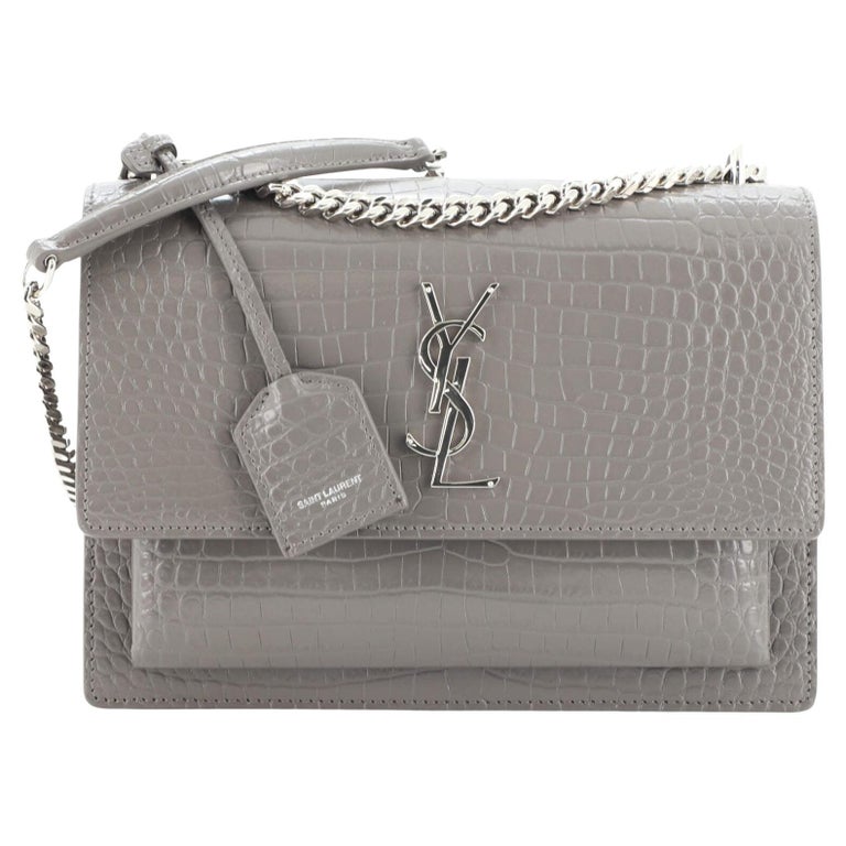 Saint Laurent Sunset Crossbody Bag Crocodile Embossed Leather Medium at