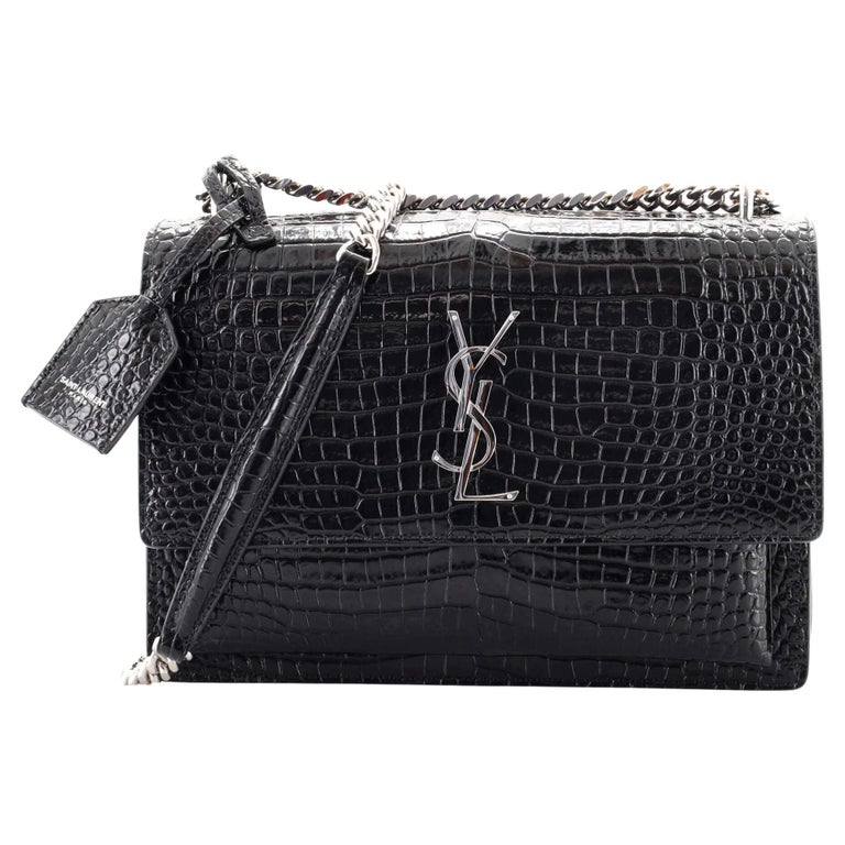Saint Laurent Sunset Crossbody Bag Crocodile Embossed Leather Medium