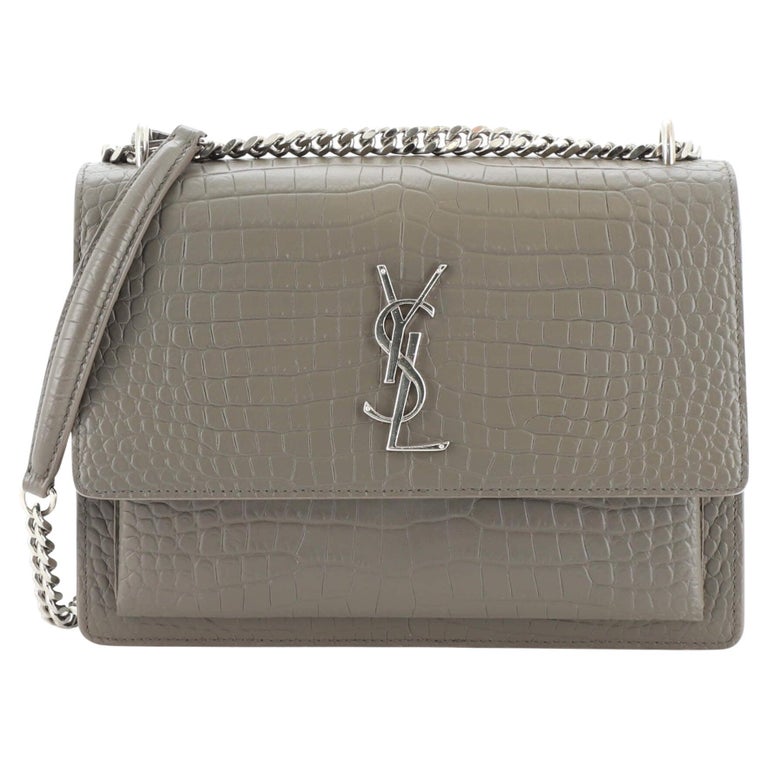 Saint Laurent Sunset Crossbody Bag Crocodile Embossed Leather Medium