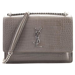 Saint Laurent Sunset Crossbody Bag Crocodile Embossed Leather Medium