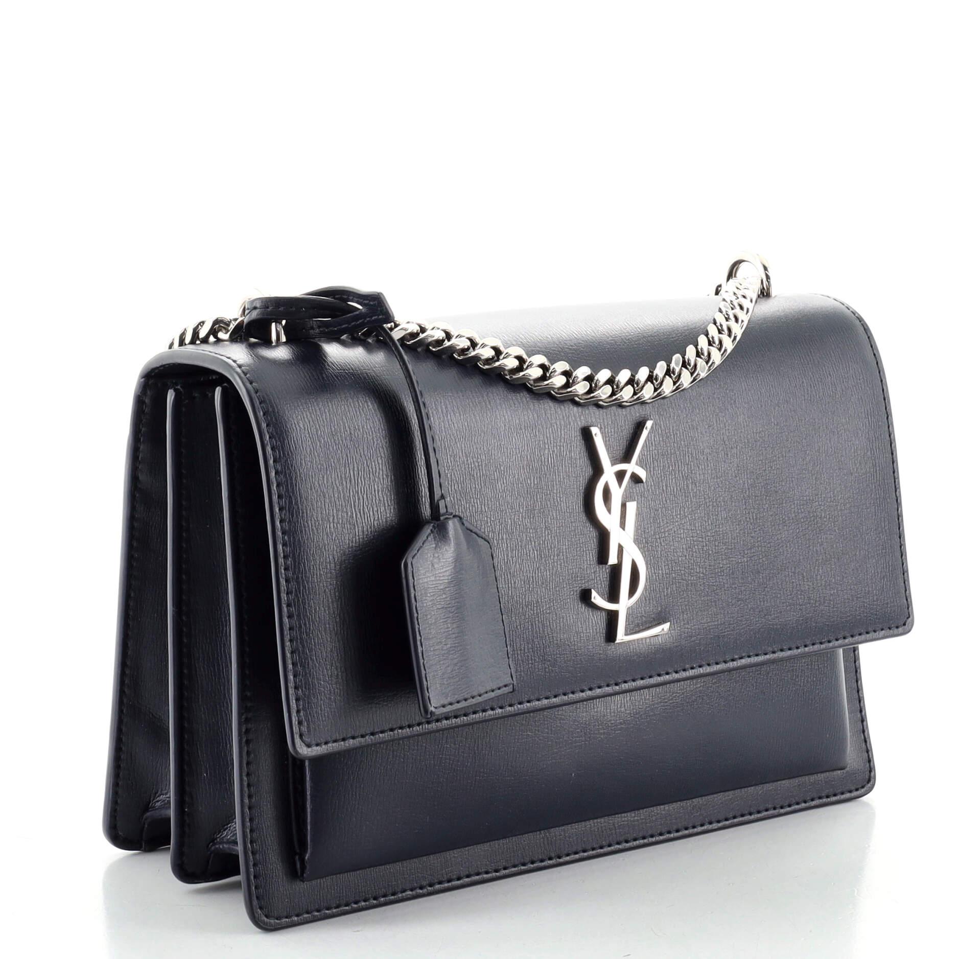 Saint Laurent Sunset Umhängetasche aus Leder Medium (Schwarz)