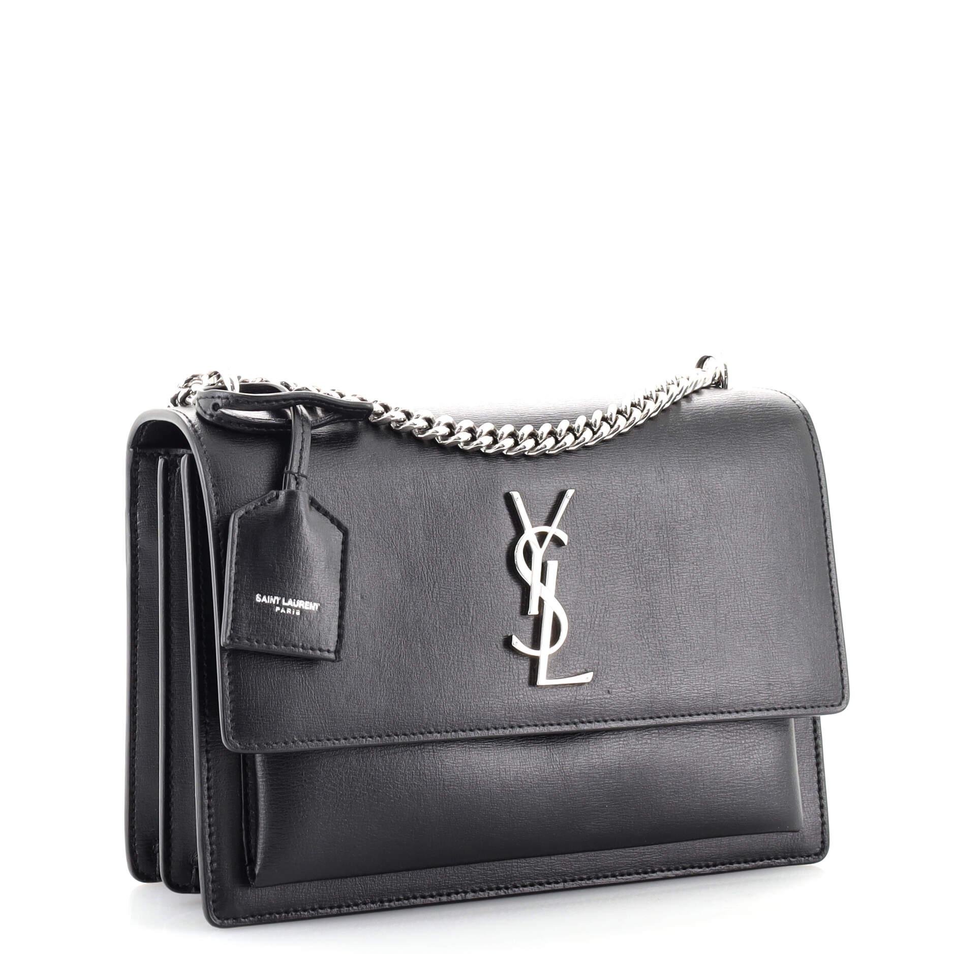 Saint Laurent Sunset Umhängetasche aus Leder Medium (Schwarz)