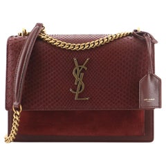 Saint Laurent Sunset Crossbody Bag Python with Leather and Suede Medium