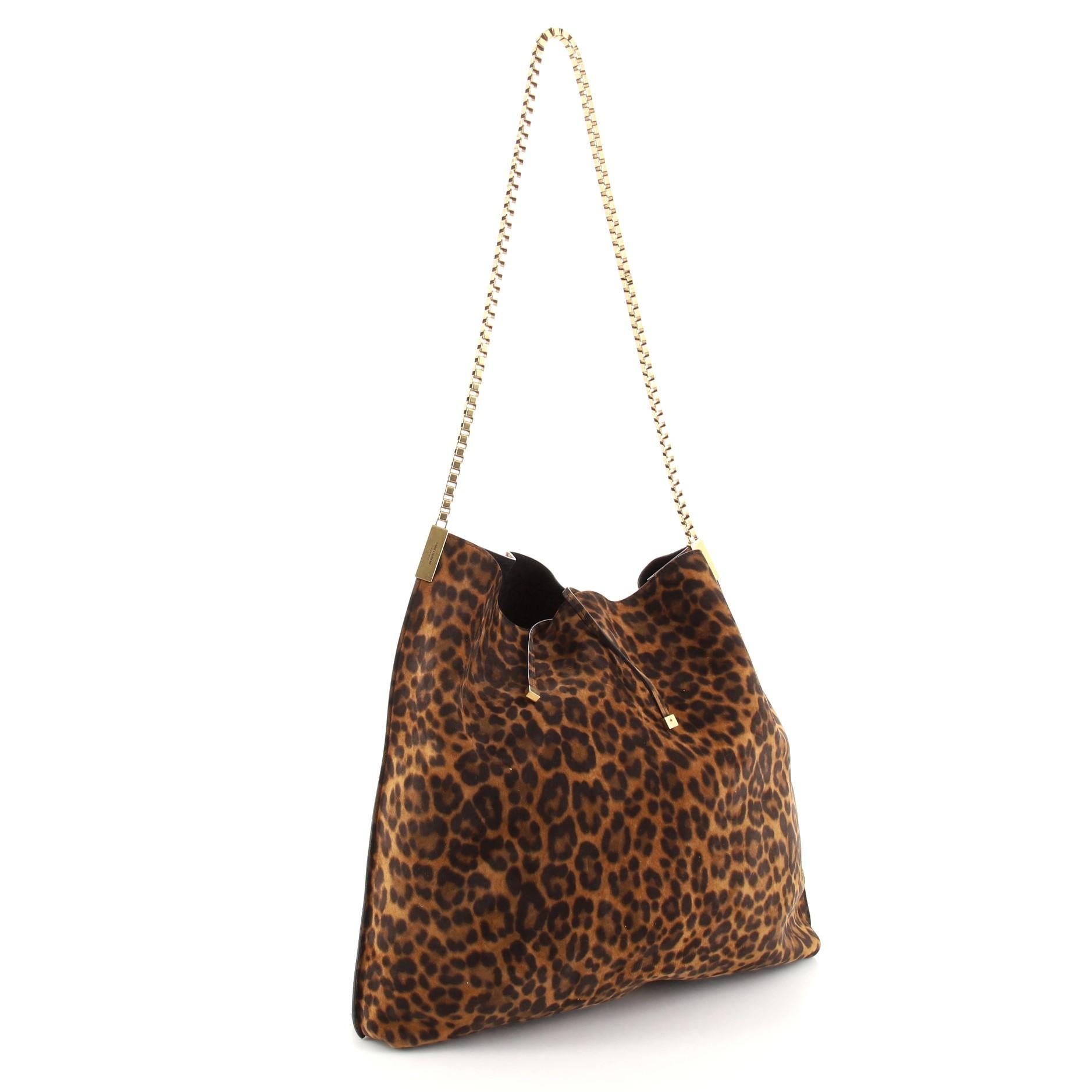 Brown Saint Laurent Suzanne Hobo Printed Suede Medium