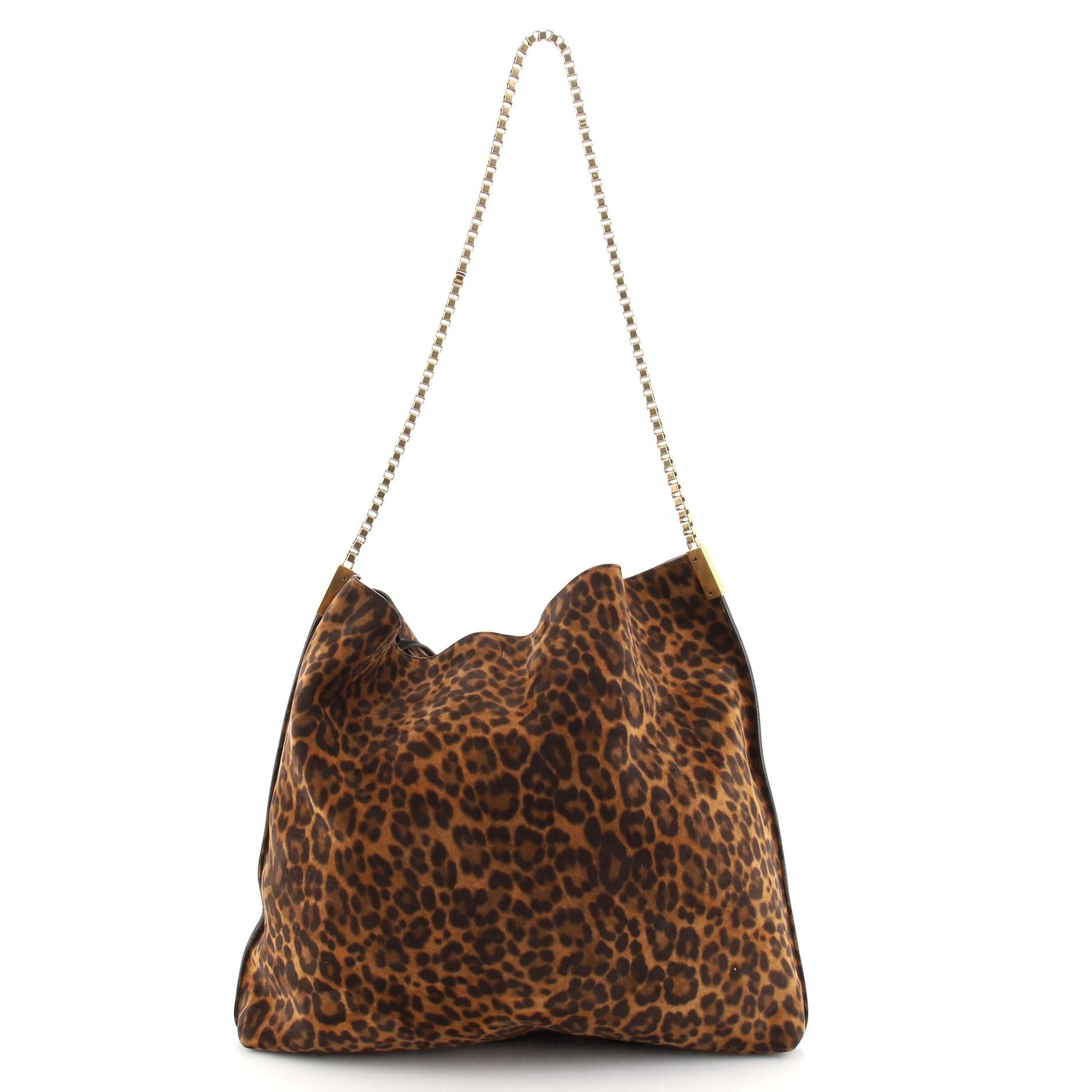 Saint Laurent Suzanne Hobo Printed Suede Medium In Good Condition In NY, NY