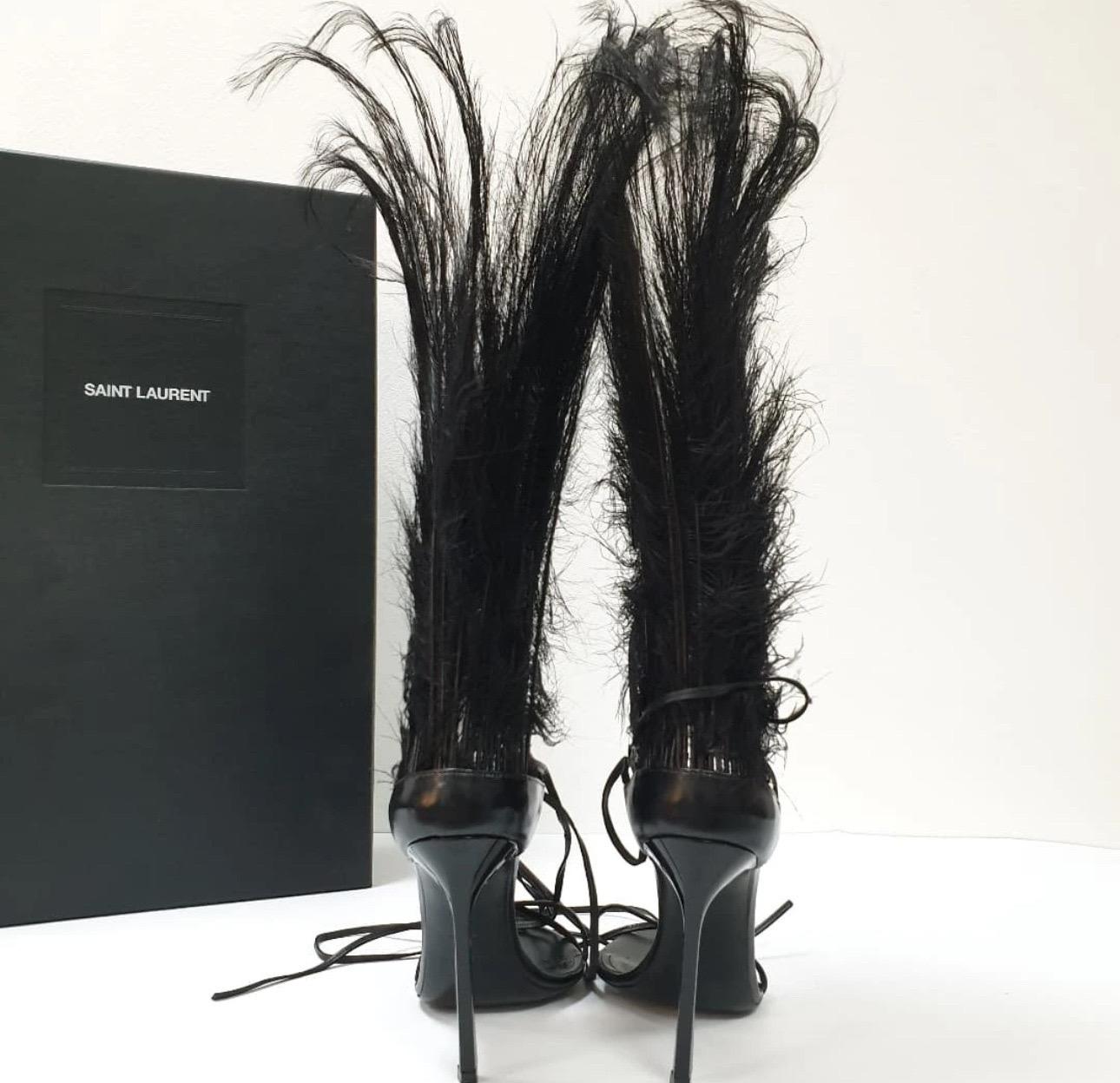 Noir SAINT LAURENT - Talitha - Sandales en cuir et cristal - 38 ans. en vente