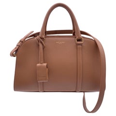 Saint Laurent Tan Beige Leather Lock Baby Bowler Satchel Bag