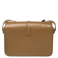 Saint Laurent Medium Monogramm Universit Umhängetasche aus hellbraunem Leder mit Klappe