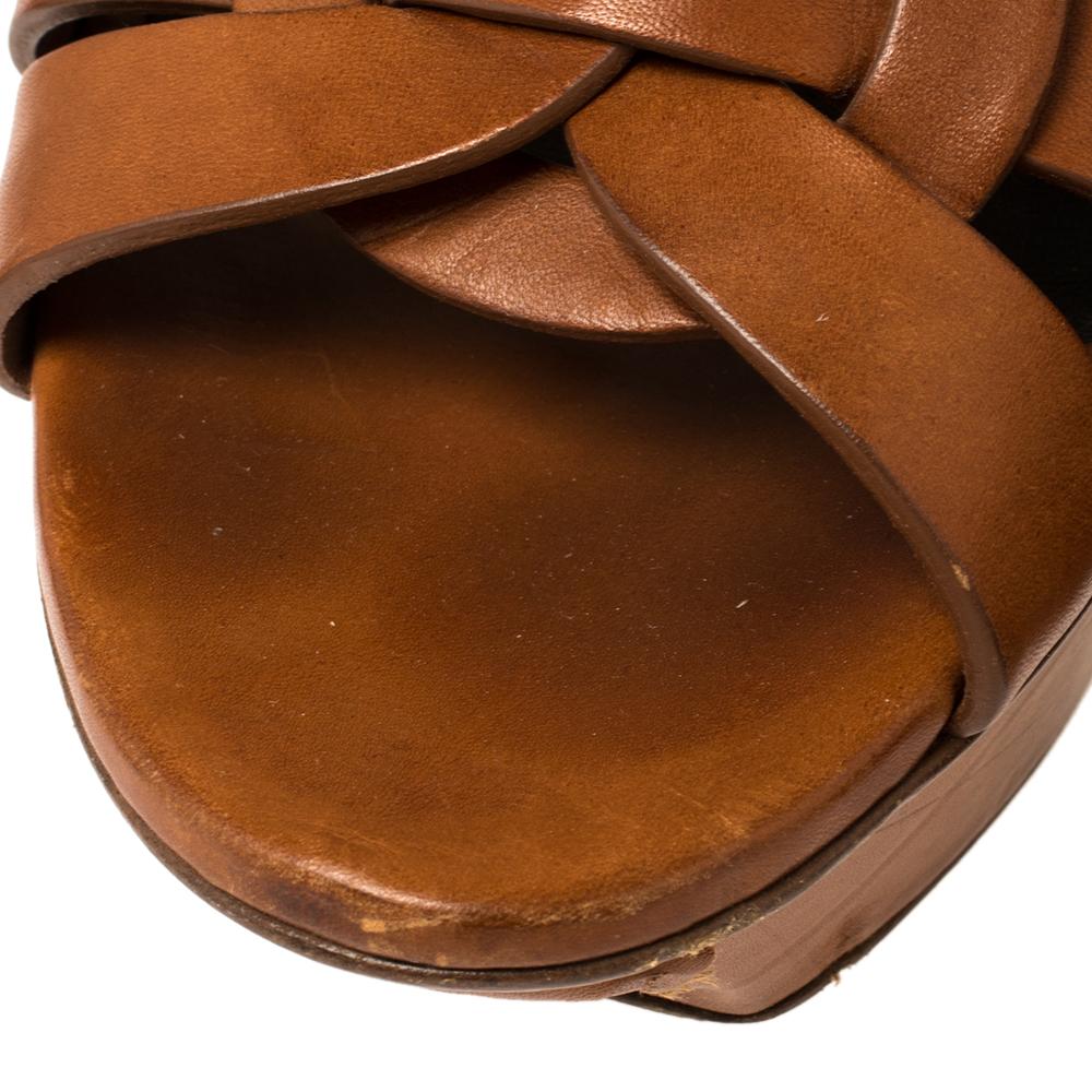 Saint Laurent Tan Leather Tribute Sandals Size 39 5