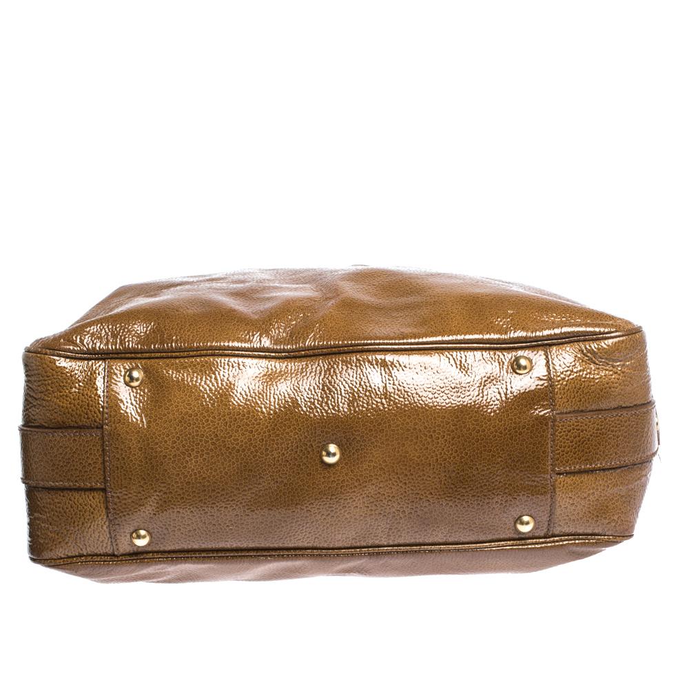 Women's Saint Laurent Tan Patent Leather Muse Messenger Bag