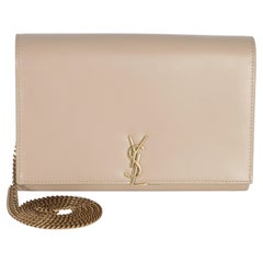 Saint Laurent Tan Smooth Calfskin Cassandre Chain Clutch