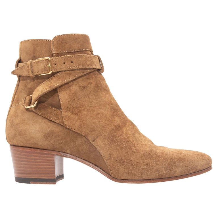 Saint Laurent Tan Suede Ankle Boots For Sale at 1stDibs