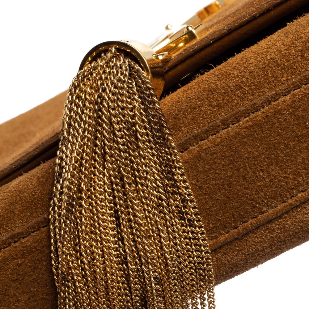 Brown Saint Laurent Tan Suede Small Kate Tassel Chain Shoulder Bag