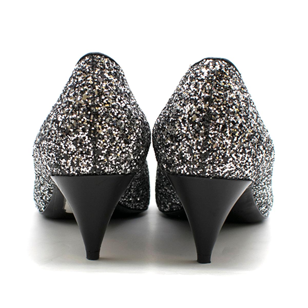 black sequin kitten heels