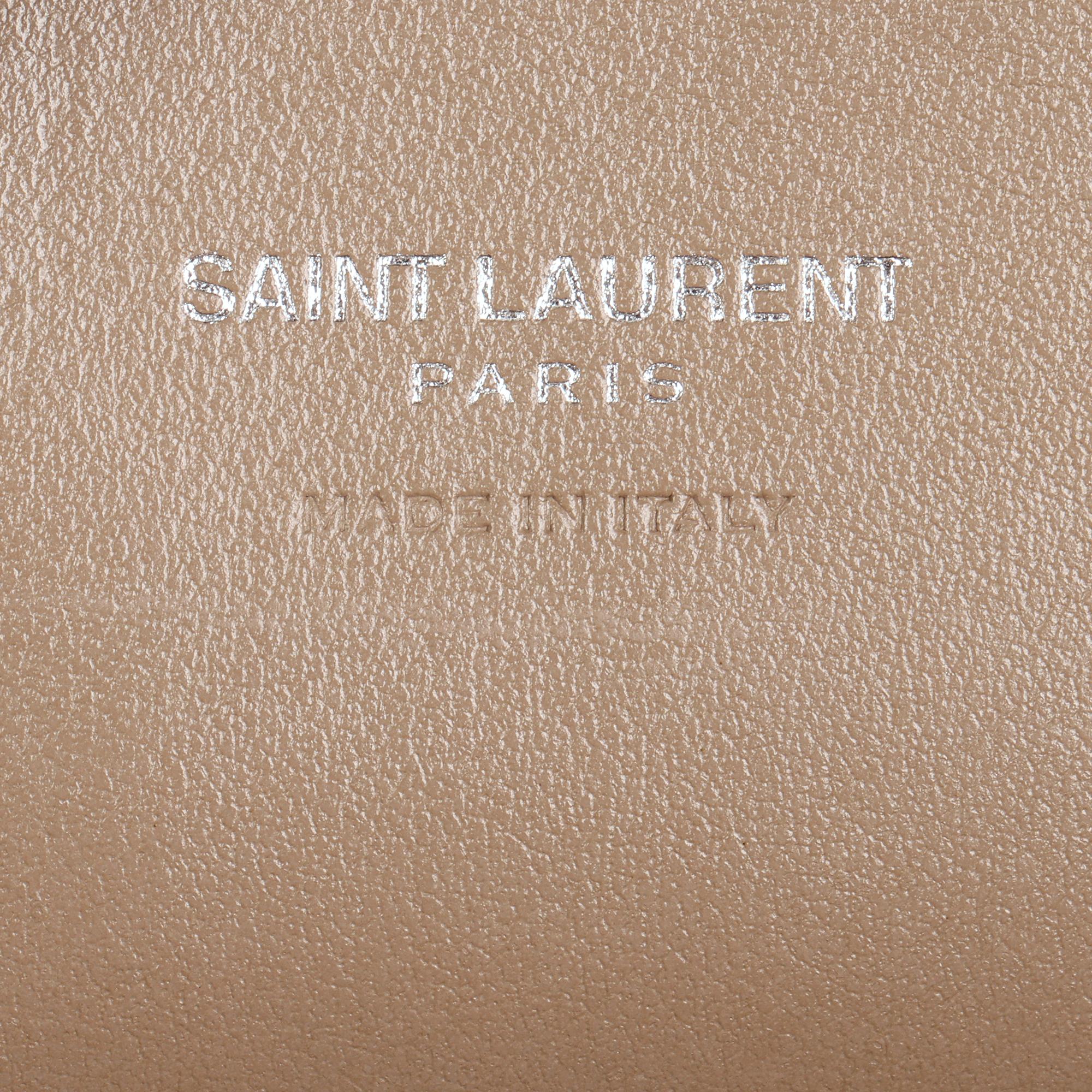 SAINT LAURENT Taupe Grained Calfskin Leather Baby Sac de Jour 2