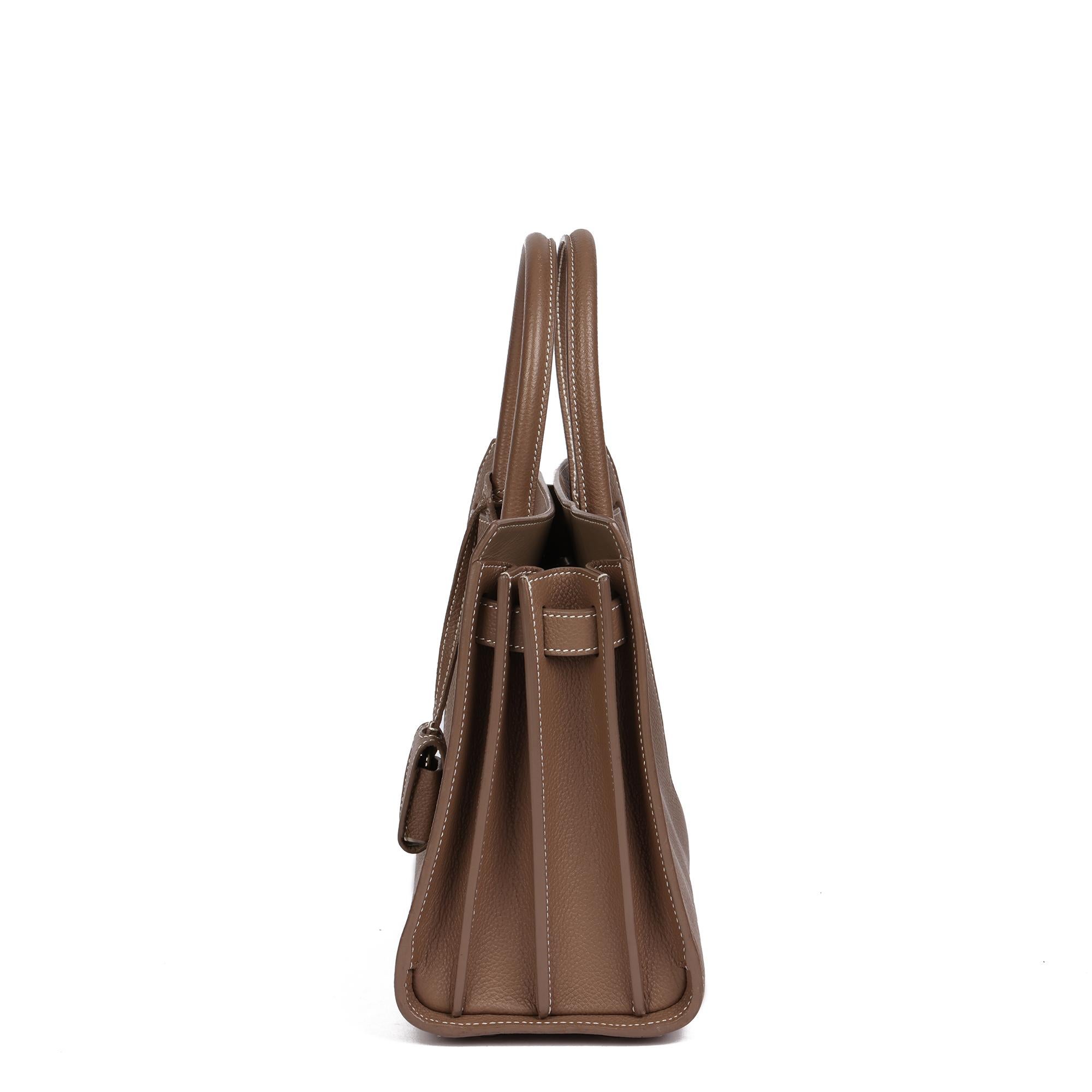 SAINT LAURENT Taupe Grained Calfskin Leather Baby Sac de Jour In Excellent Condition In Bishop's Stortford, Hertfordshire