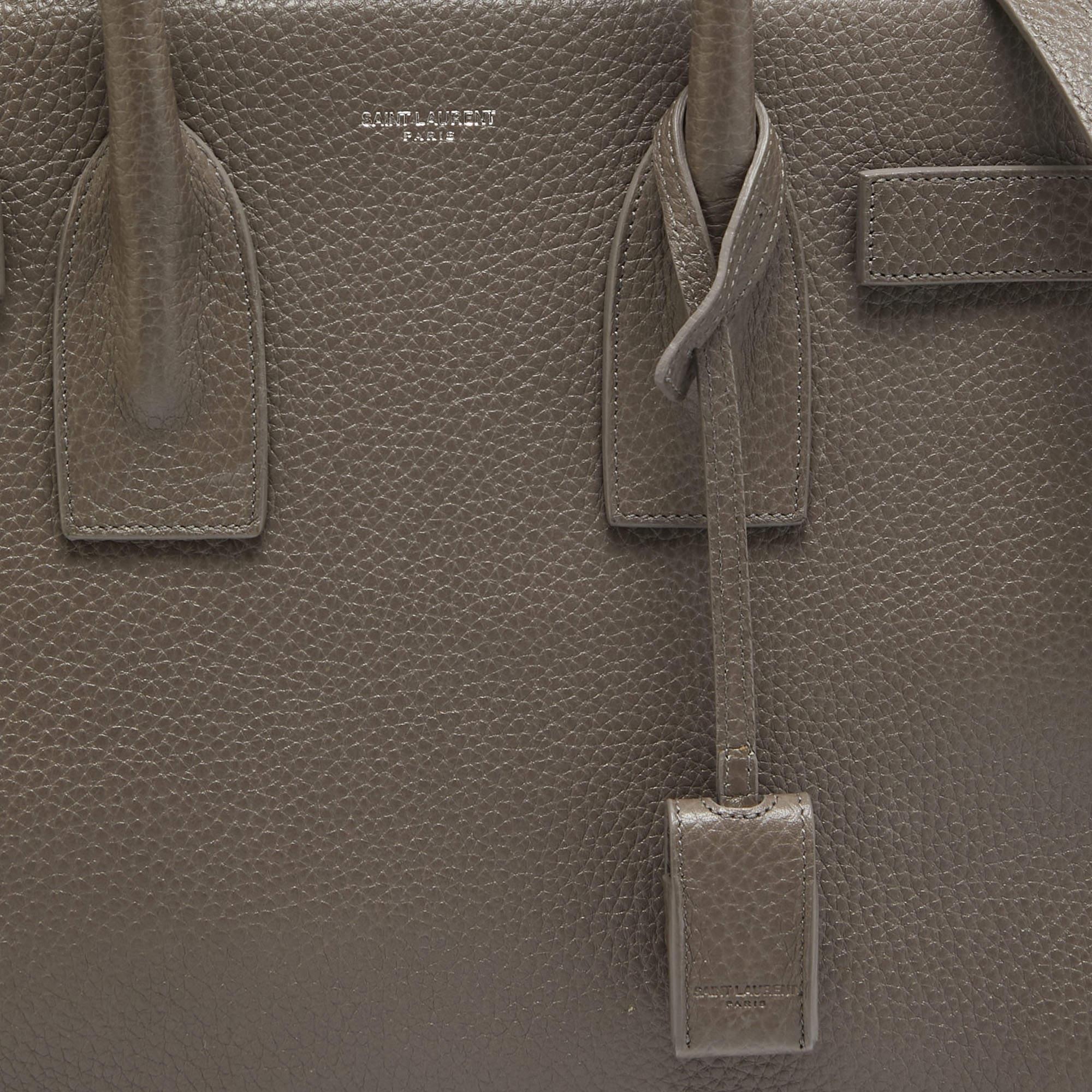 Saint Laurent Taupe Leather Small Classic Sac De Jour Tote 10