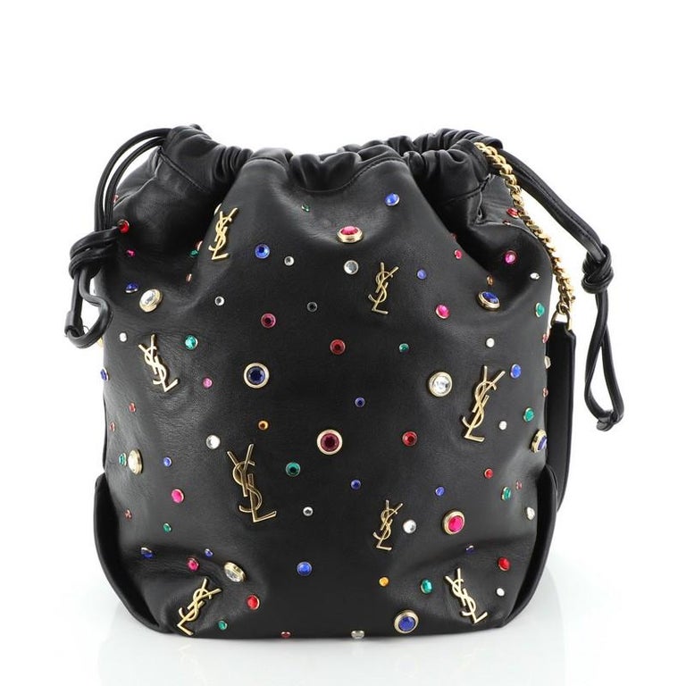 Saint Laurent Teddy Bucket Bag Embellished Leather Small at 1stDibs