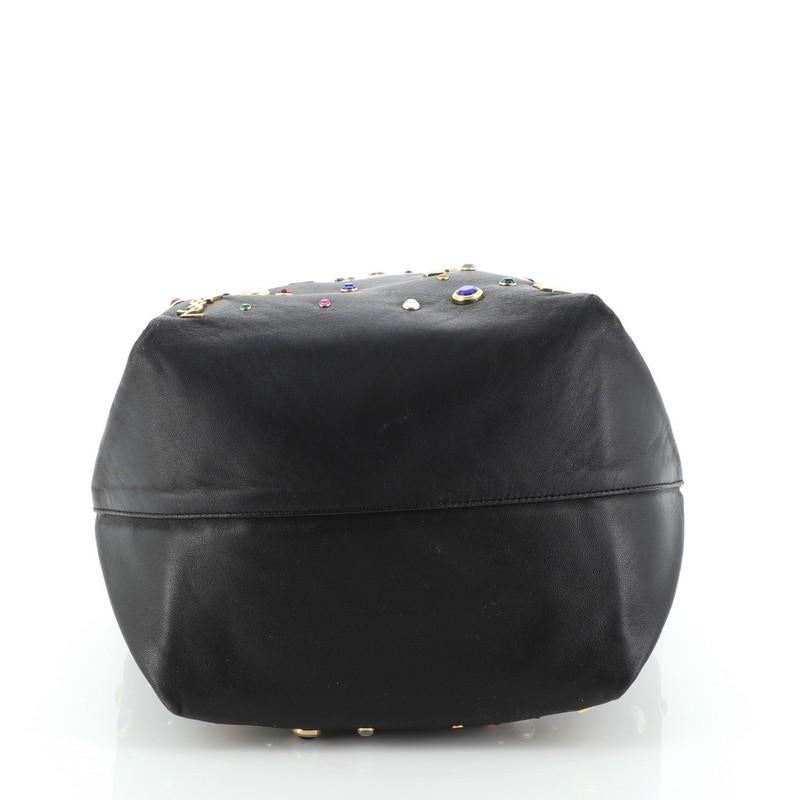 Saint Laurent Teddy Bucket Bag verschönertes Leder klein (Schwarz)