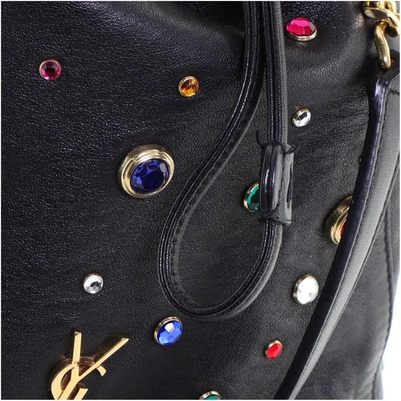 Saint Laurent Teddy Bucket Bag Embellished Leather Small 3