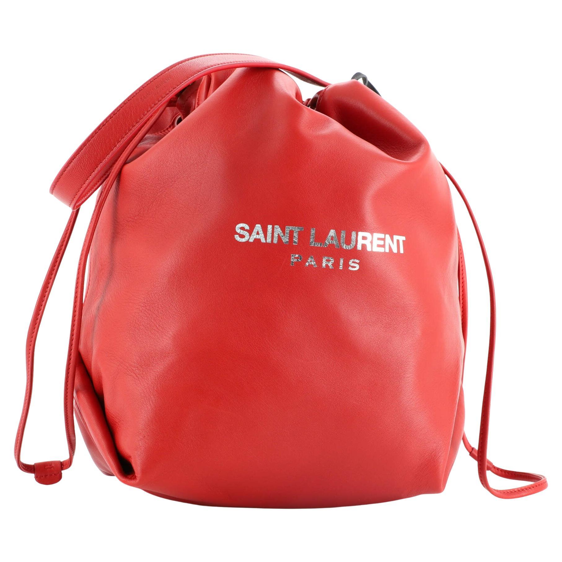 Saint Laurent Teddy Bucket Bag Leather Large For Sale at 1stDibs