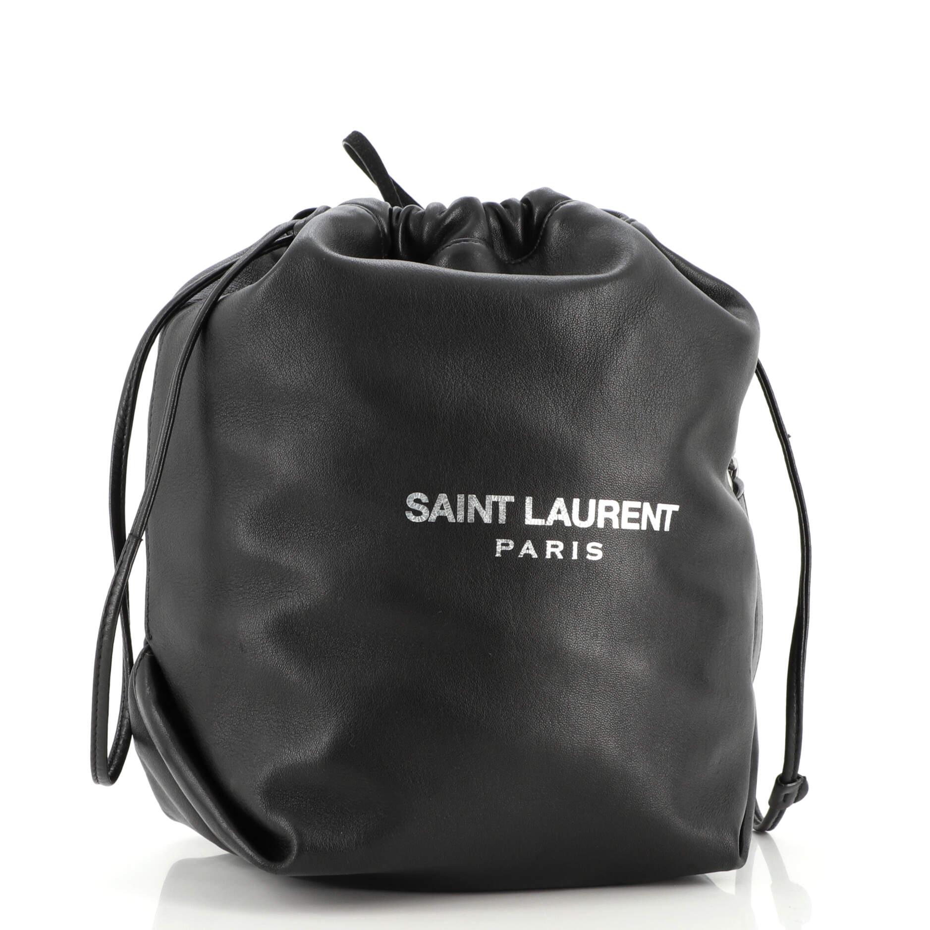 Saint Laurent Teddy Bucket Bag Leather Mini In Good Condition In NY, NY