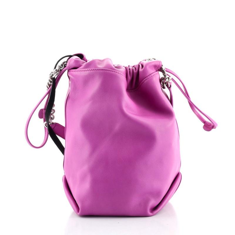 Purple Saint Laurent Teddy Bucket Bag Leather Mini