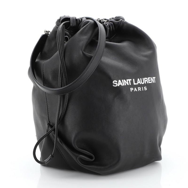 Black Saint Laurent Teddy Bucket Bag Leather Small